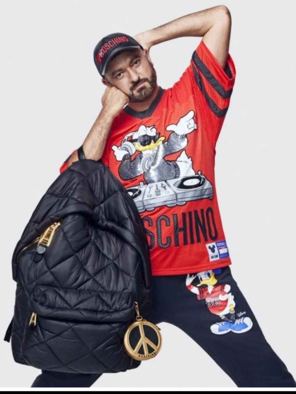 H&M Moschino collab Red Disney Sequin DJ Graphic Jersey